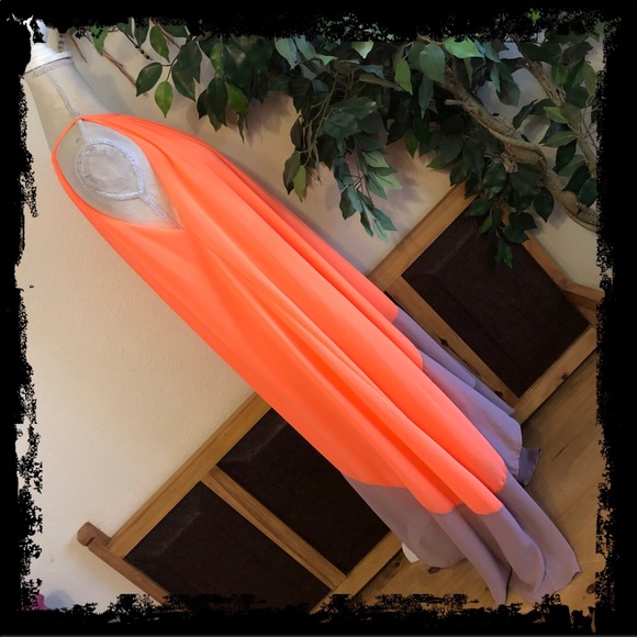 Leqier two tone hi low layered flowy beach dress - Picture 3 of 9